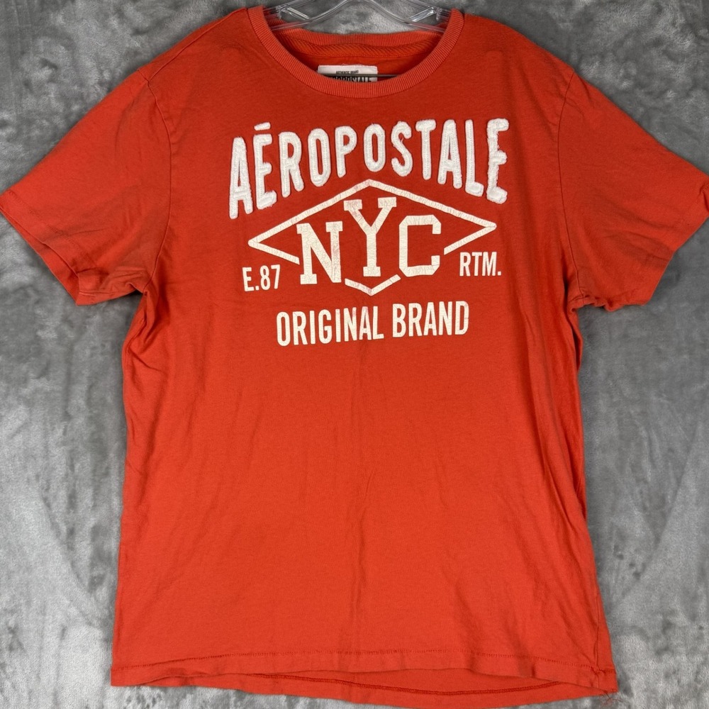 Aeropostale NYC Original Brand Orange Graphic T Shirt Men's Size Large